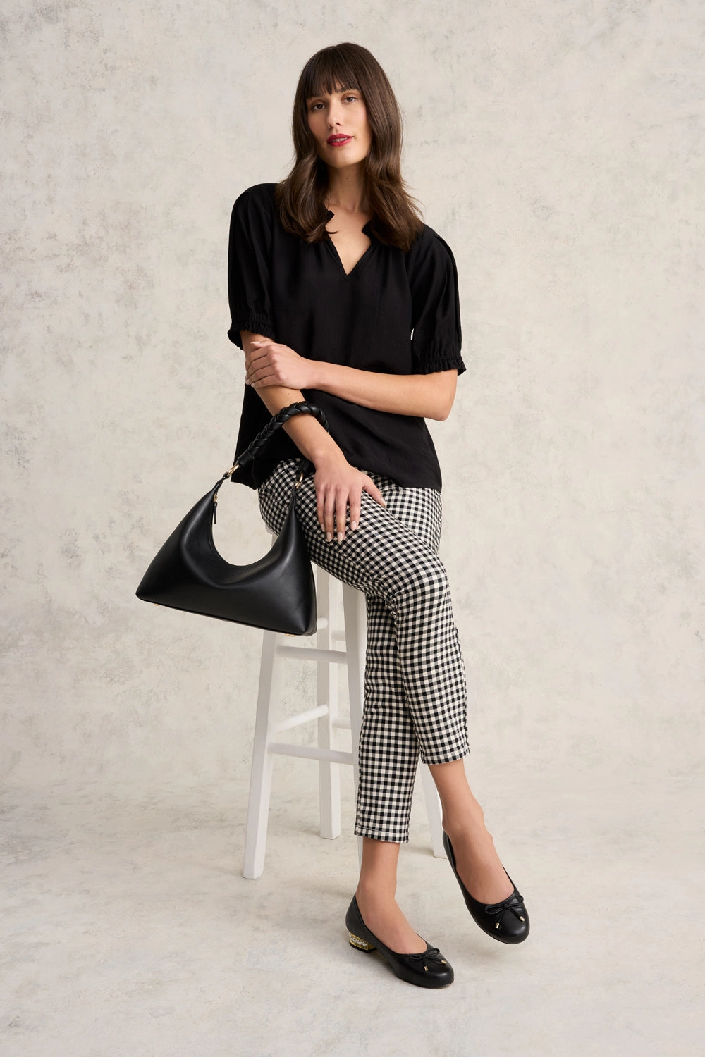 Bengajean 7/8th Skinny Leg - Black & Ecru Gingham