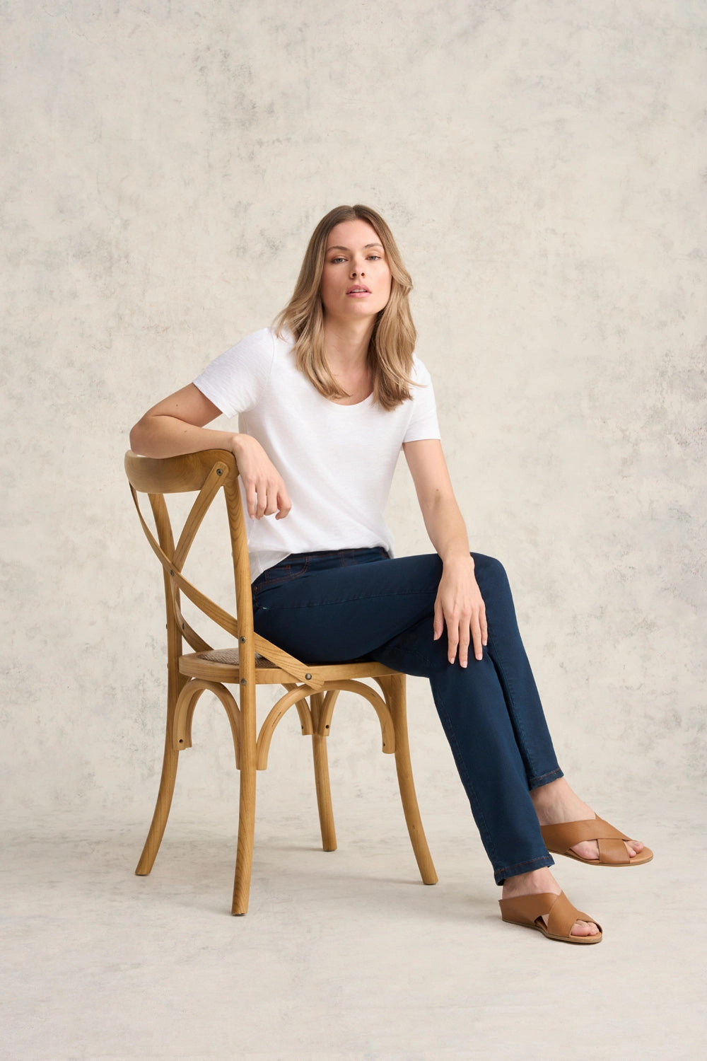 Bengajean Good Earth Cotton Straight Leg - Denim Blue