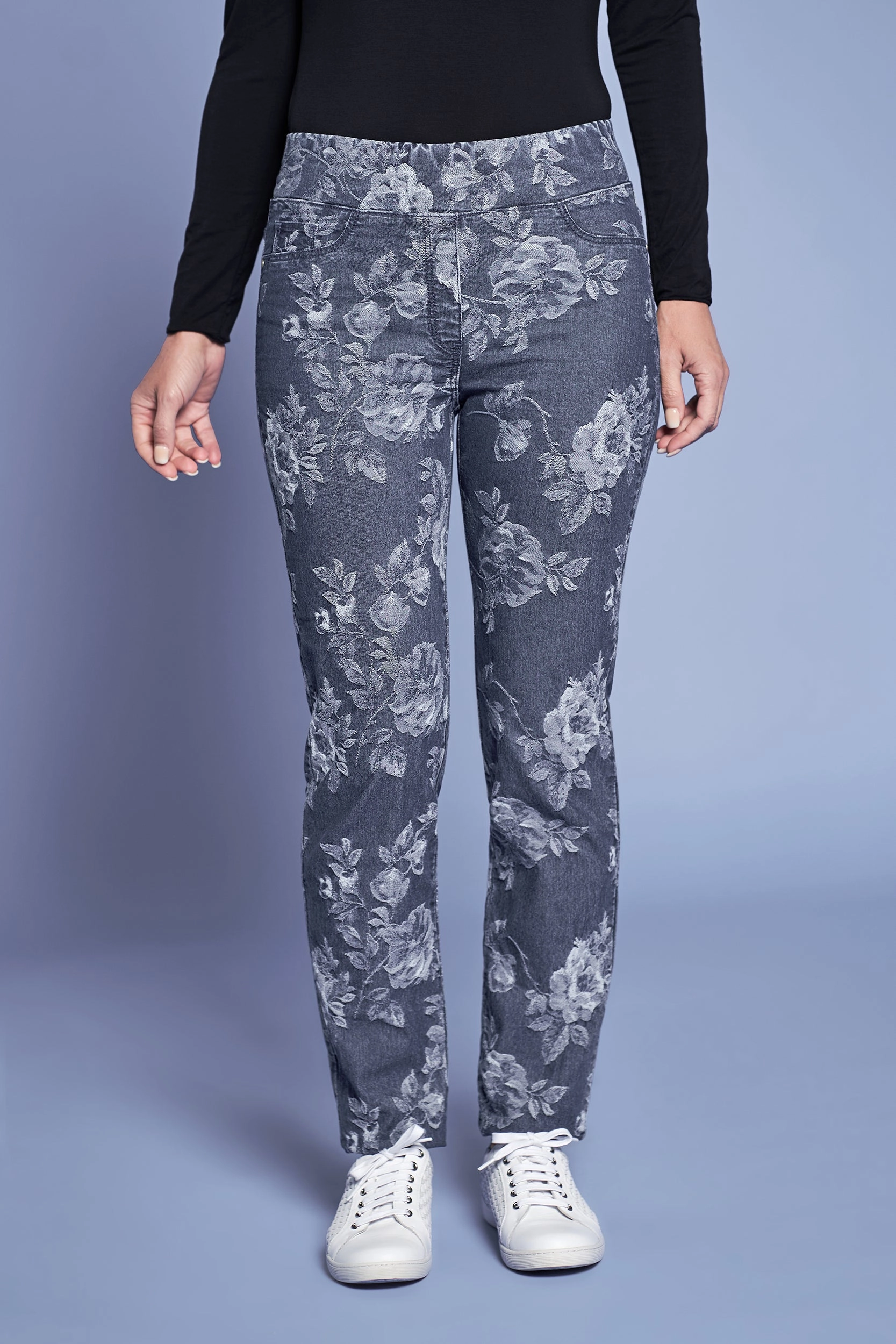 Bengajean Jacquard Straight Leg - Floral Denim