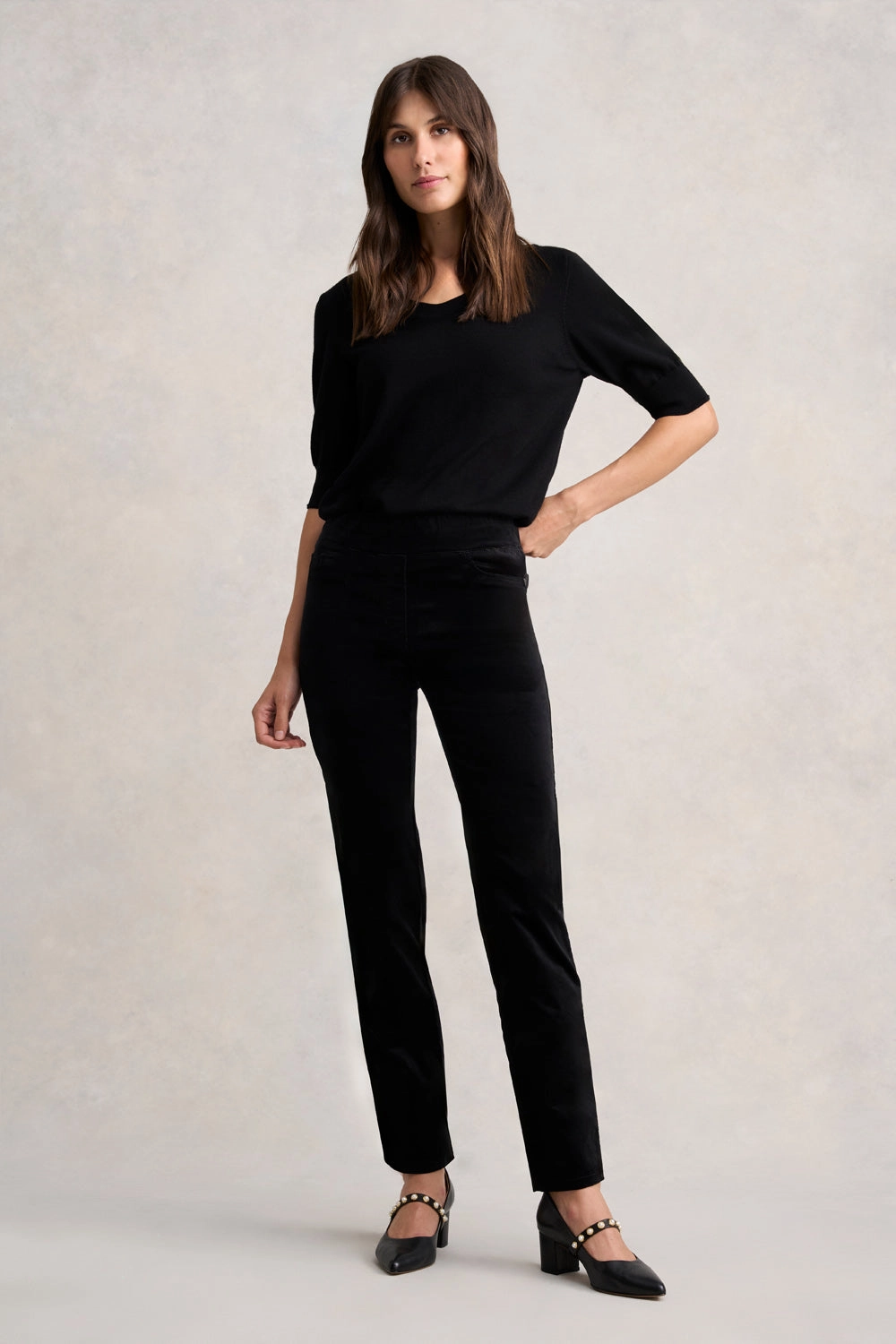 Bengajean Velvet Straight Leg - Black