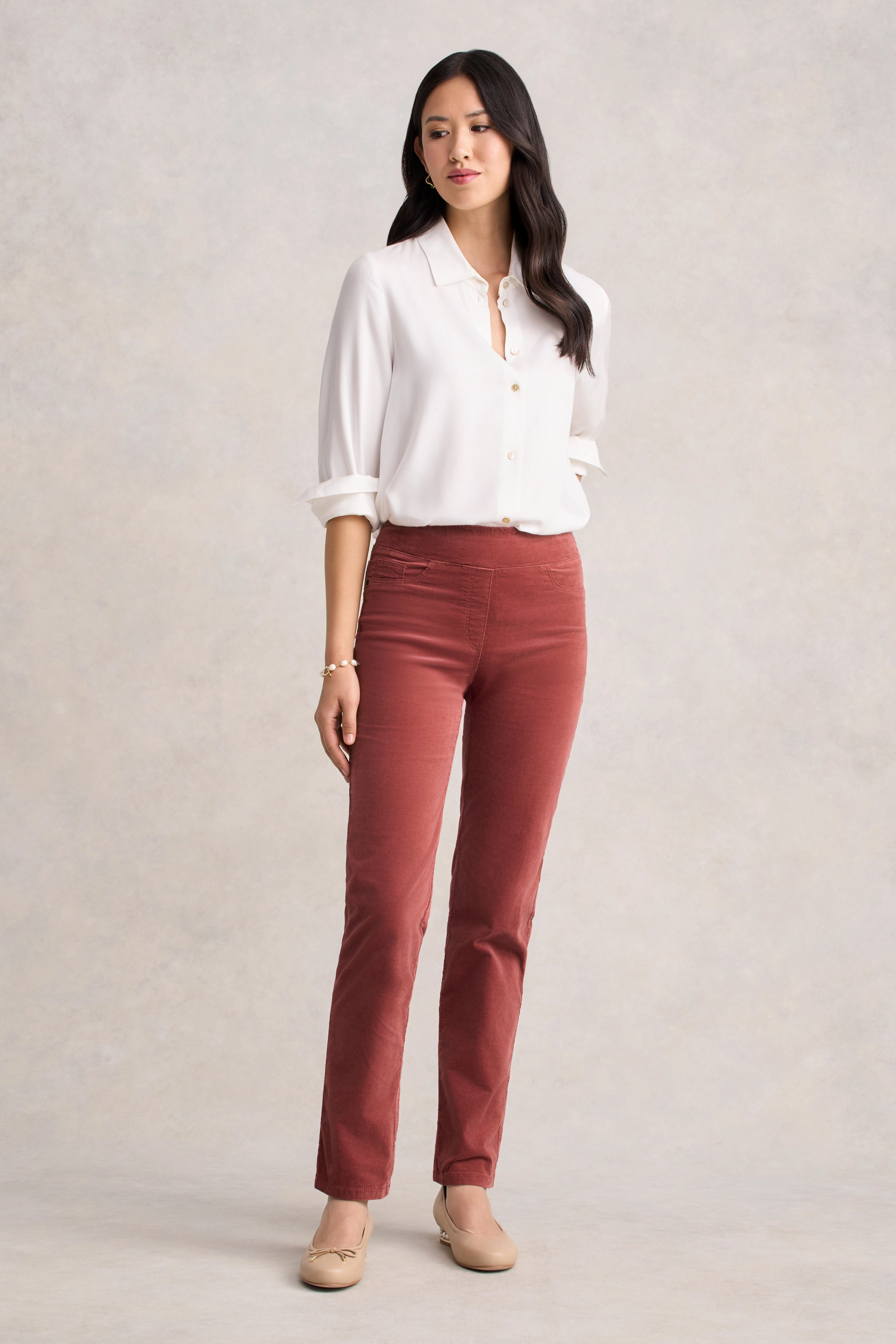 Bengajean Velvet Straight Leg - Rosewood