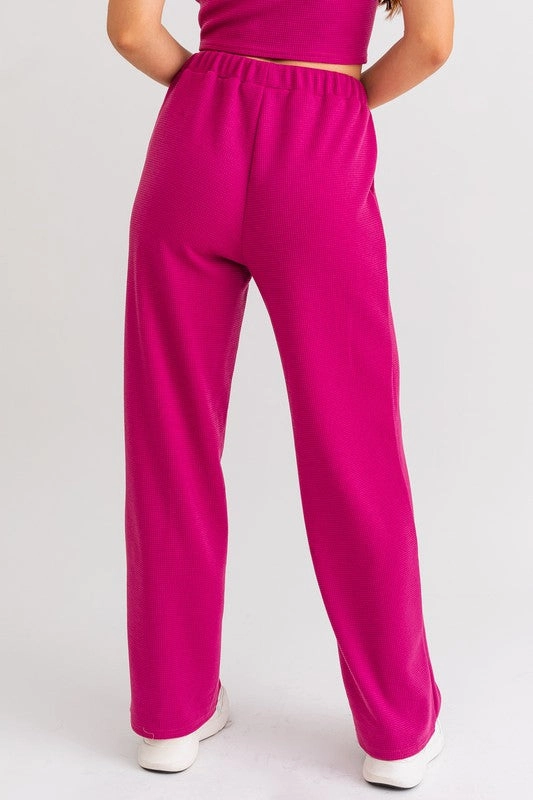 Berry Blaze Waffle Knit Thermal Pants - Medium
