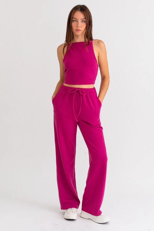 Berry Blaze Waffle Knit Thermal Pants - Medium