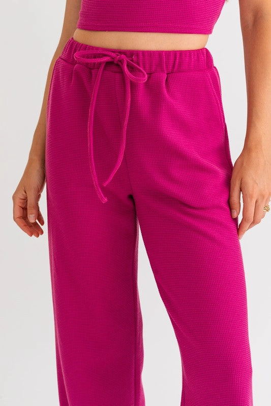 Berry Blaze Waffle Knit Thermal Pants - Medium