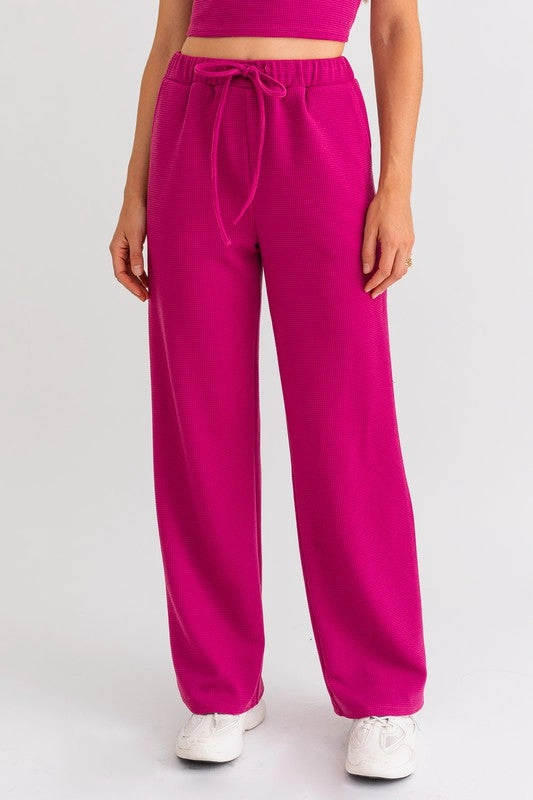 Berry Blaze Waffle Knit Thermal Pants - Medium