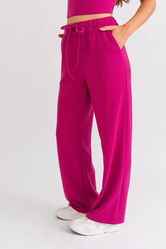 Berry Blaze Waffle Knit Thermal Pants - Medium