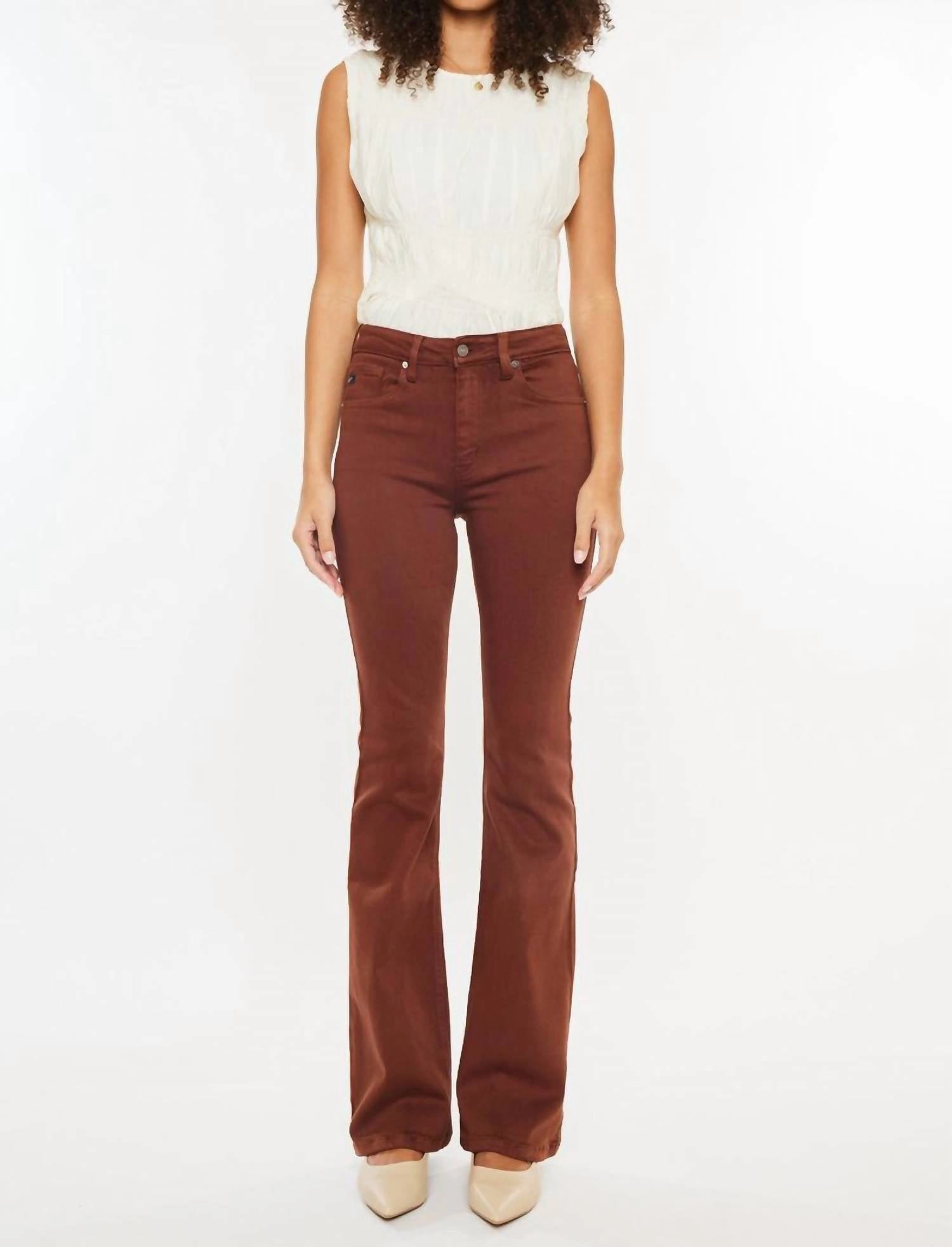 Betsy High Rise Bootcut Jeans In Brown