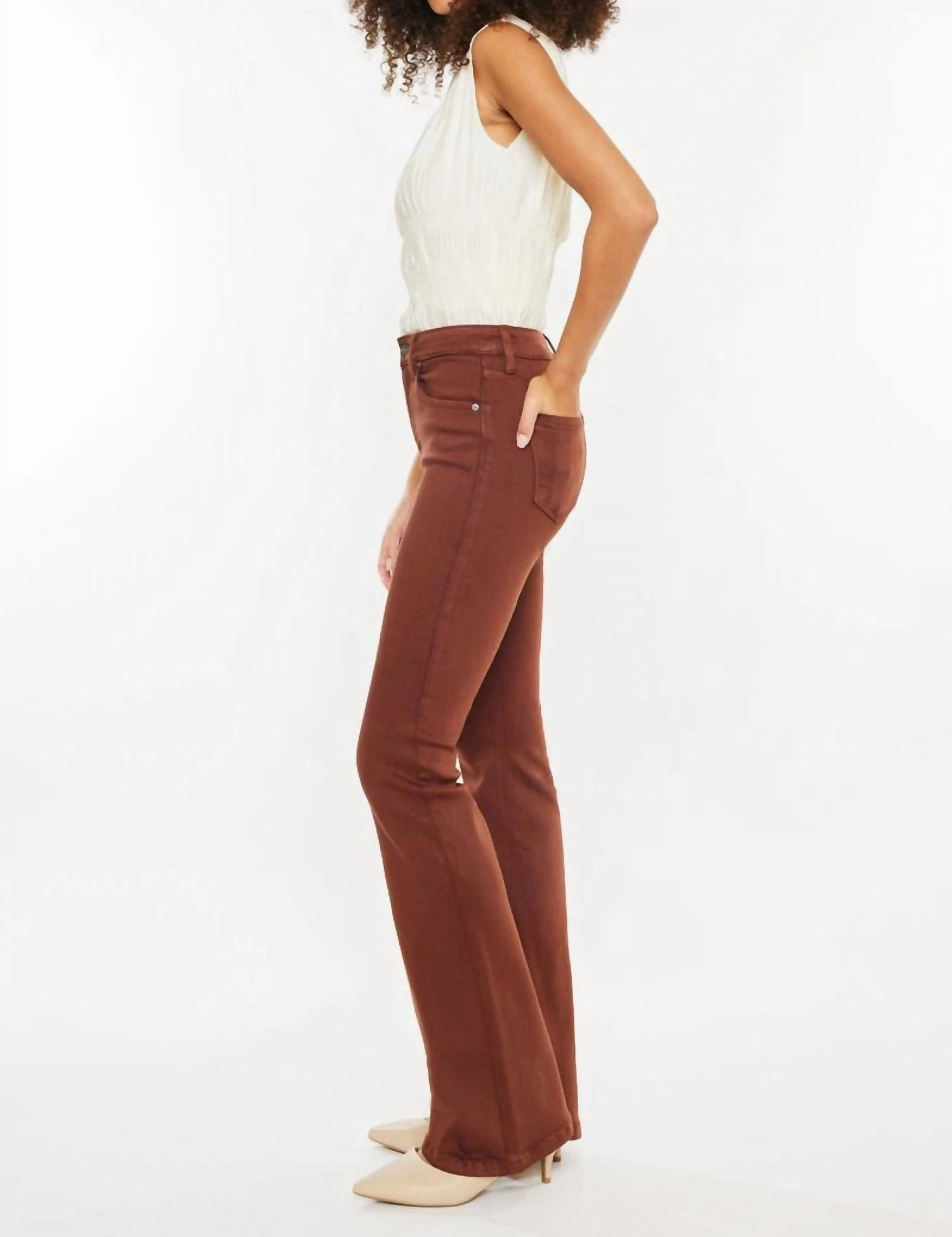 Betsy High Rise Bootcut Jeans In Brown