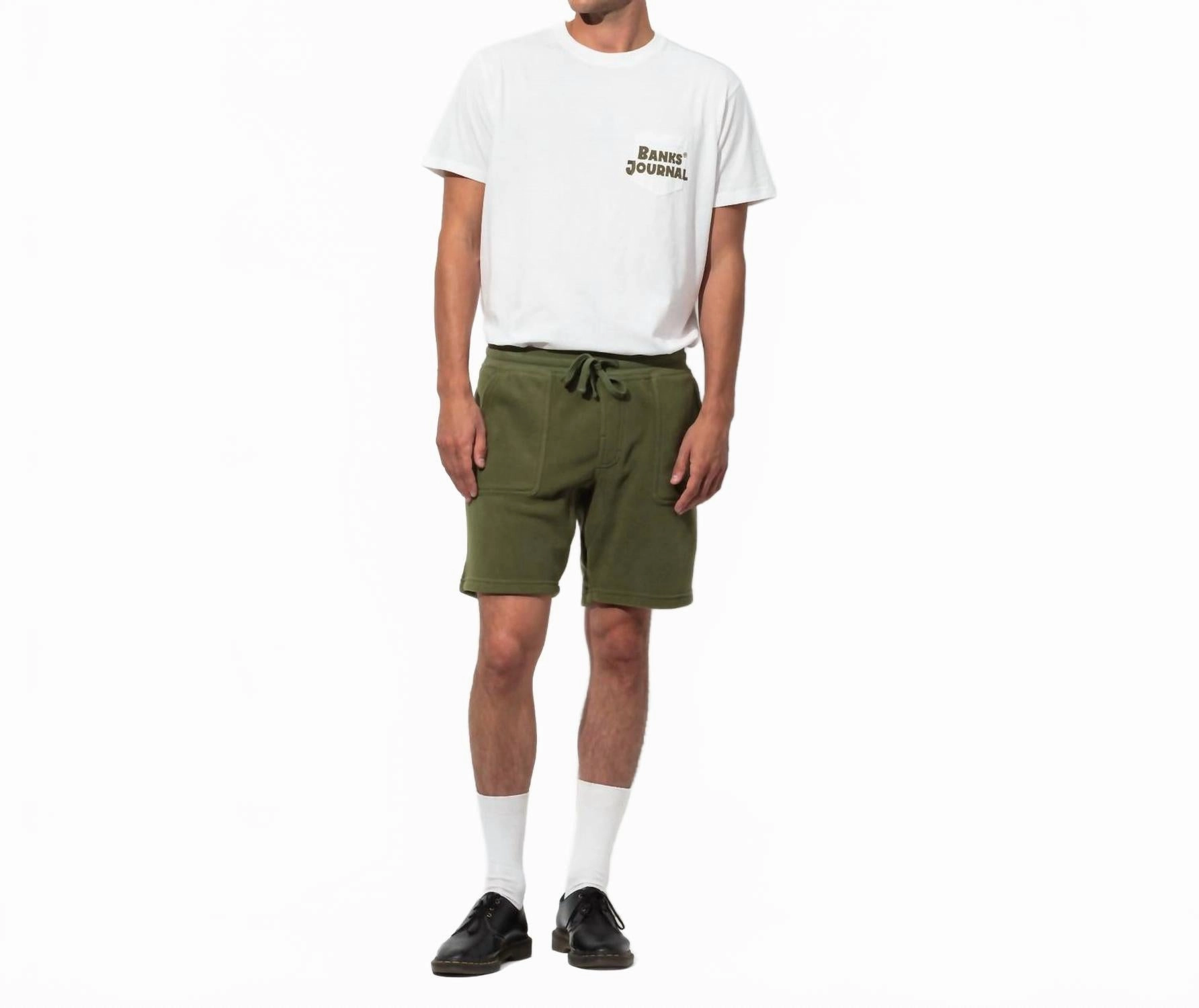 Big Bear Polar Fleece Elastic Walkshort In Dark Olive
