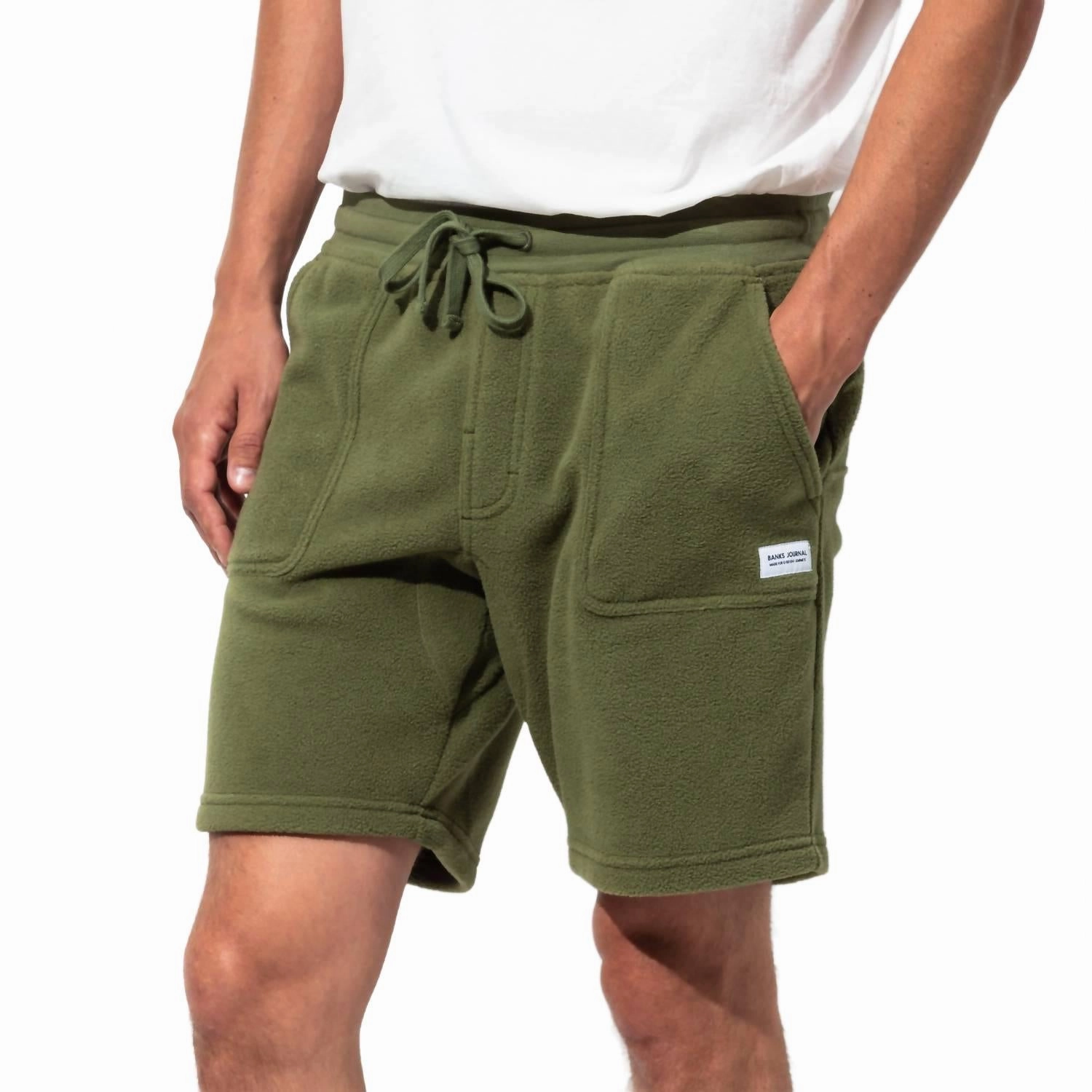 Big Bear Polar Fleece Elastic Walkshort In Dark Olive