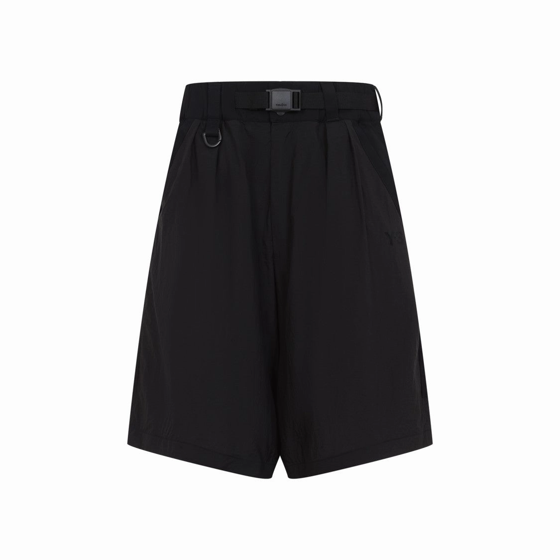 Black Bermuda Shorts With Adjustable Belt And Practical Pockets