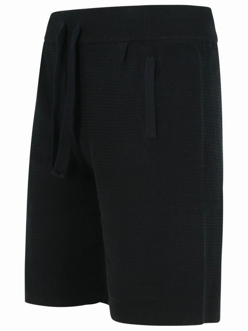 Black Cotton Bermuda Shorts