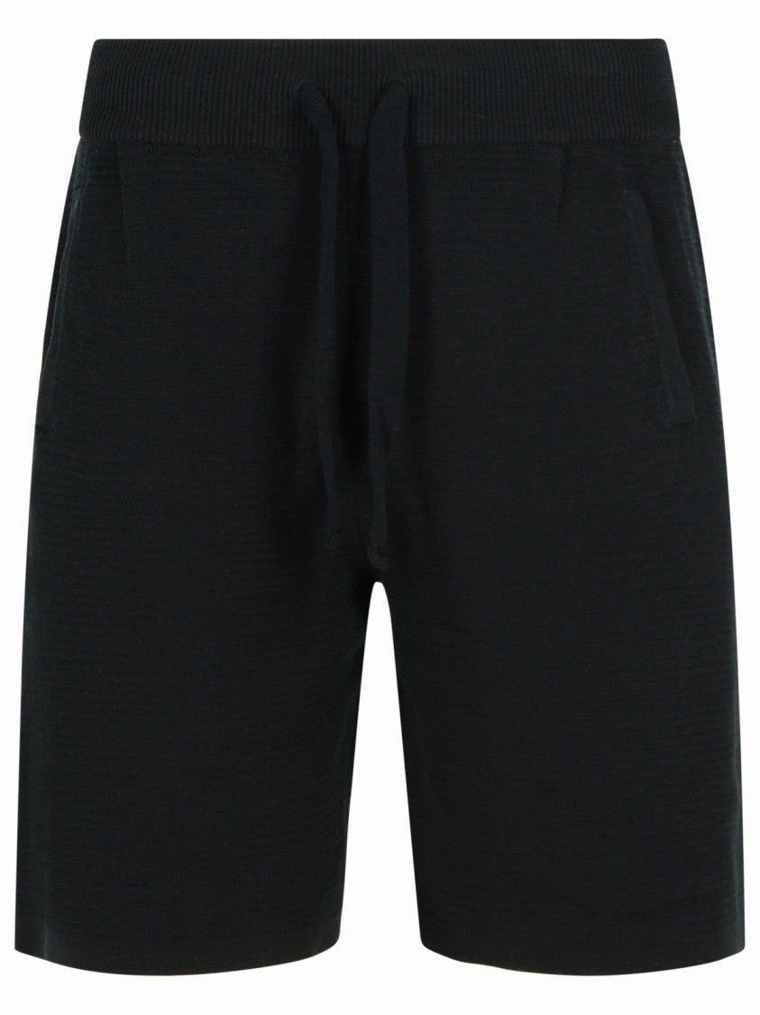 Black Cotton Bermuda Shorts