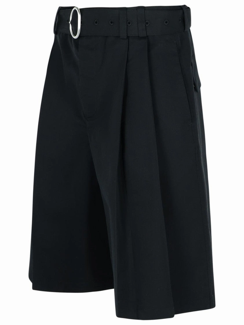 Black Cotton Blend Bermuda Shorts