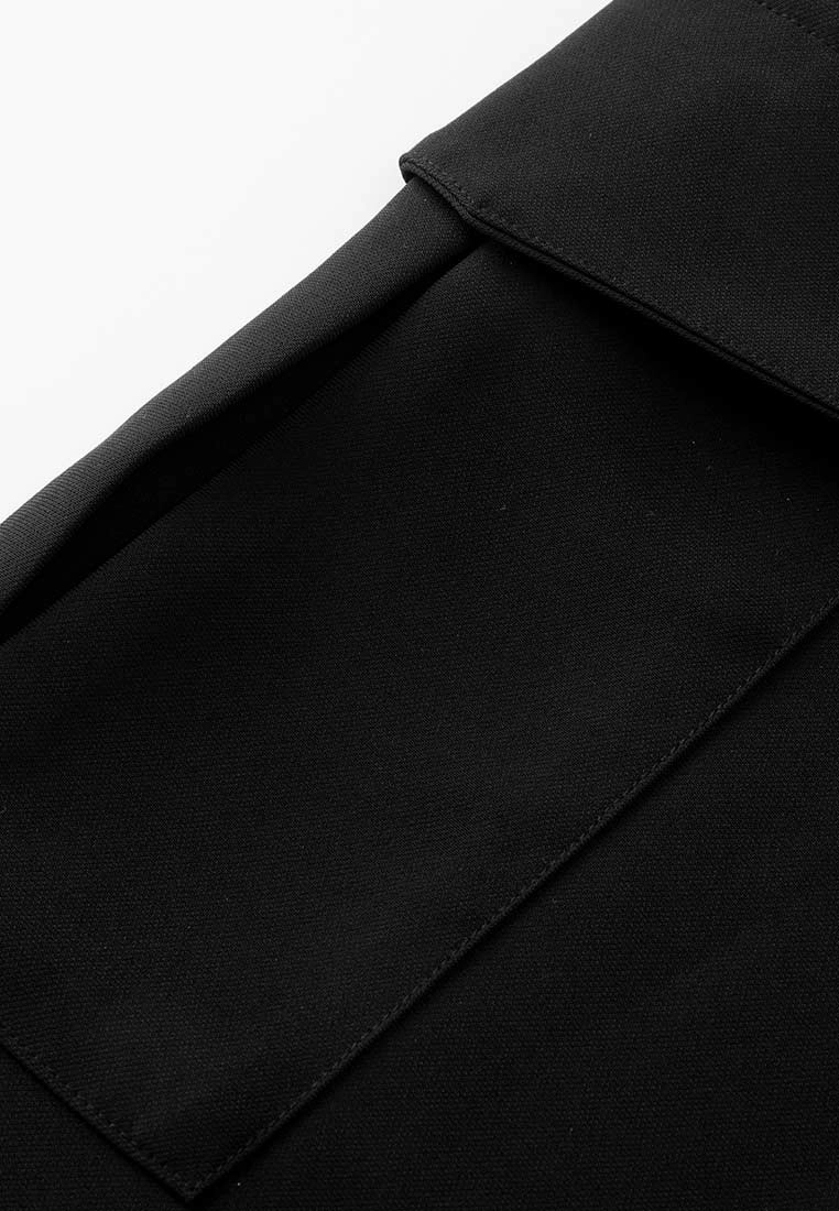 Black Crepe Cargo Tapered Pants