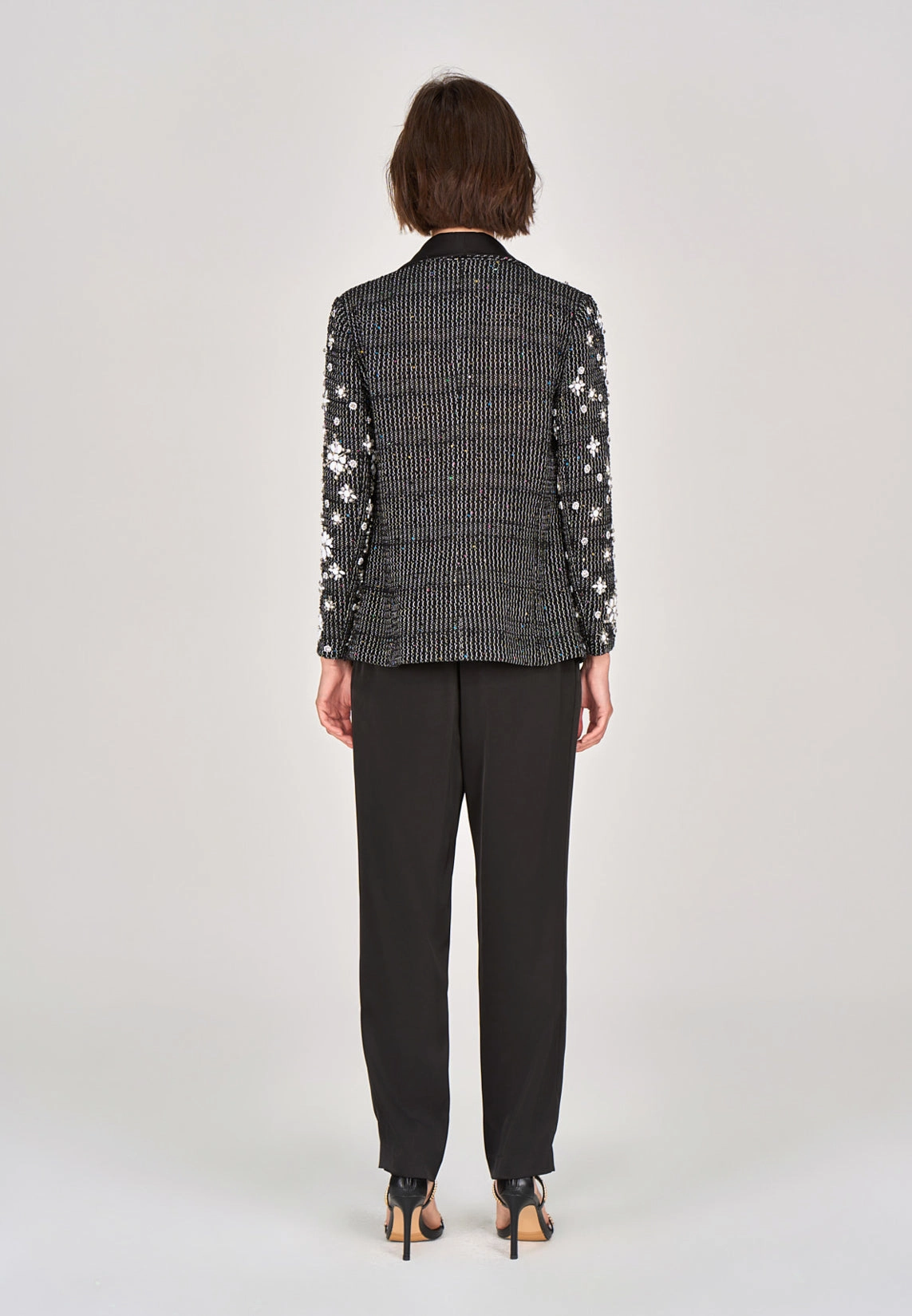 Black Crystal Embellished Blazer