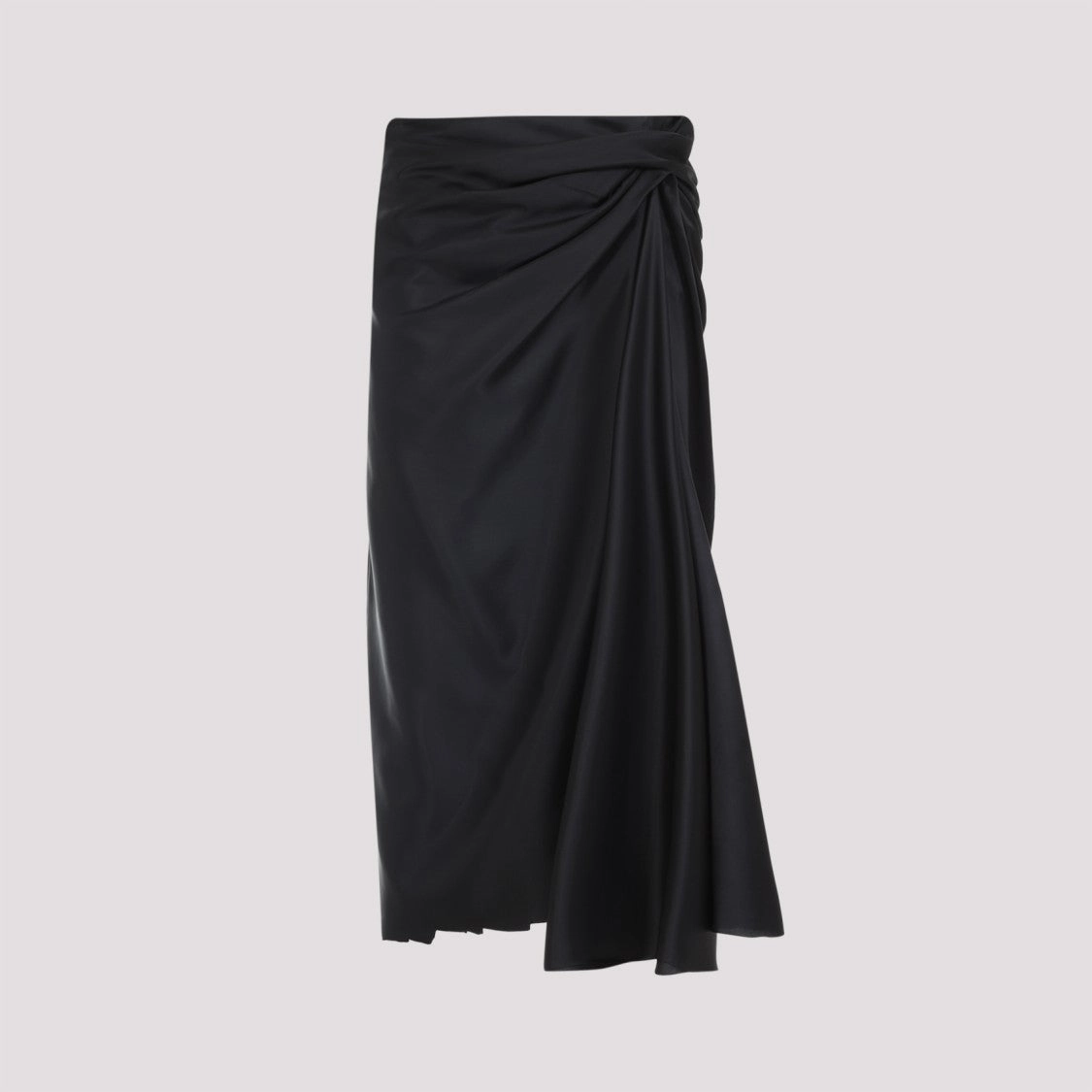Black Cupro Draped Skirt