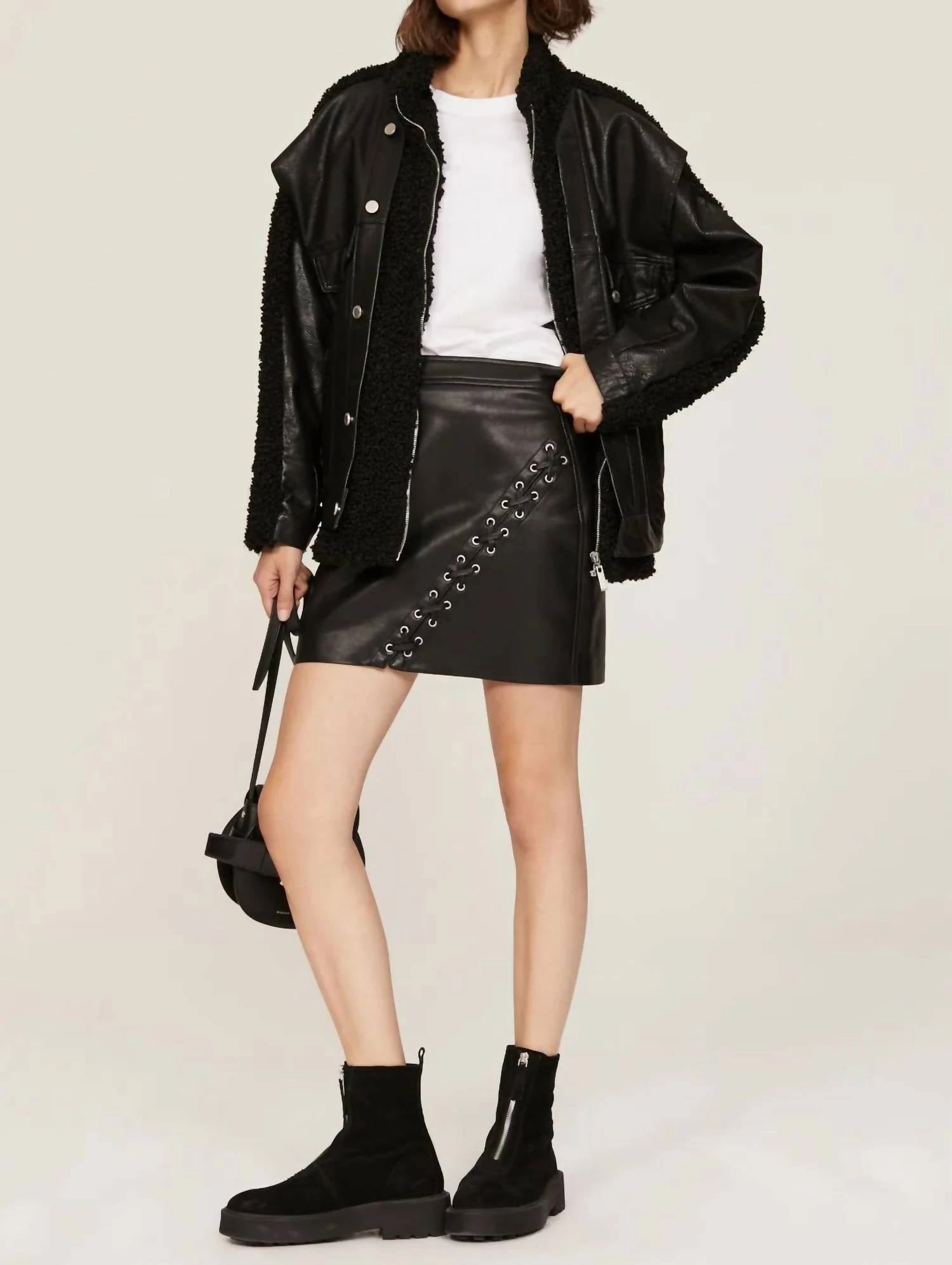 Black Faux Leather Spend The Night Mini Skirt