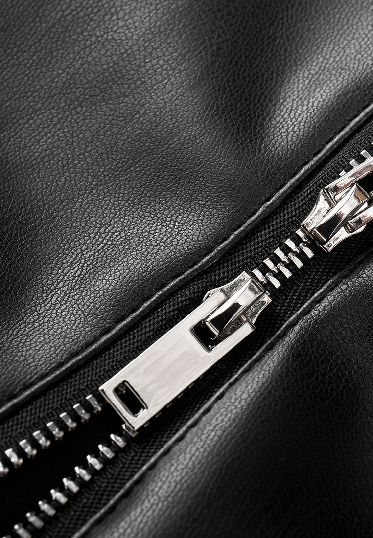 Black Leather Zip-up Jacket