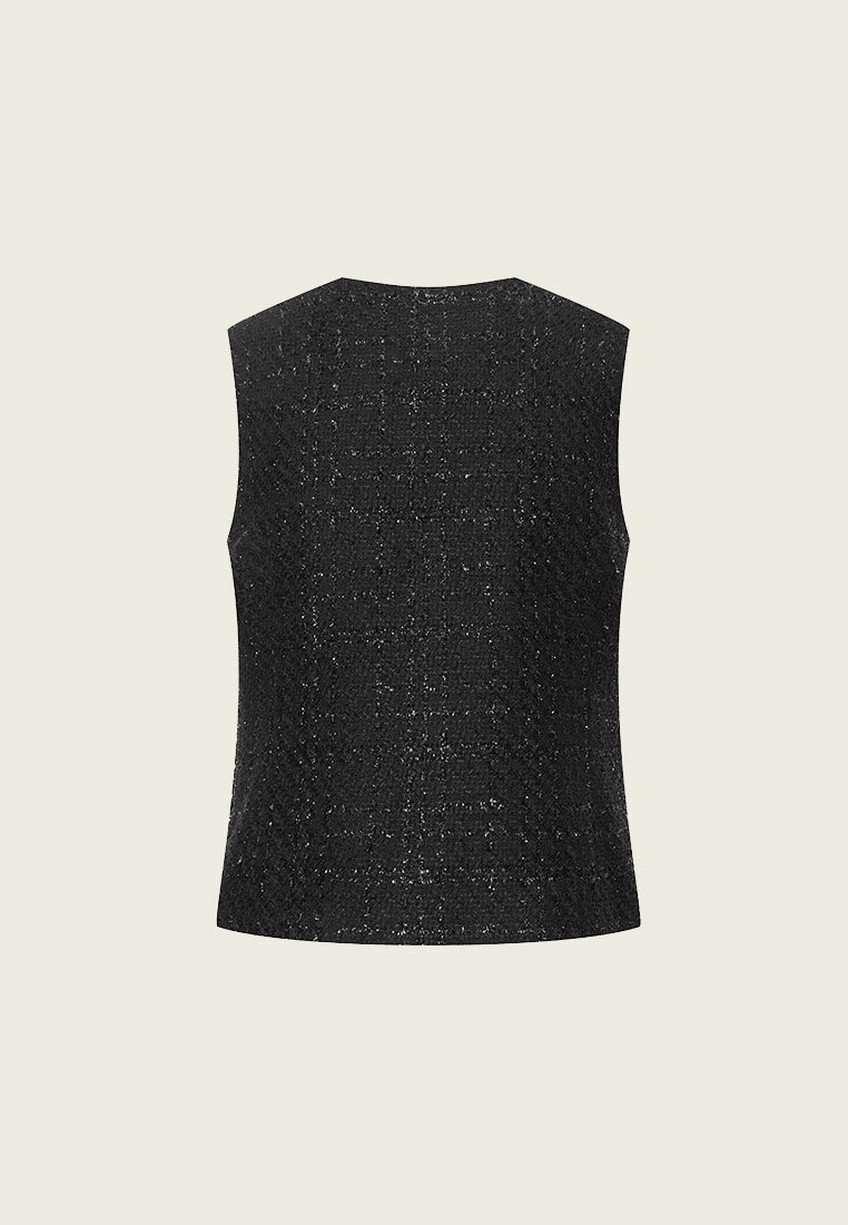 Black Lurex Tweed Vest