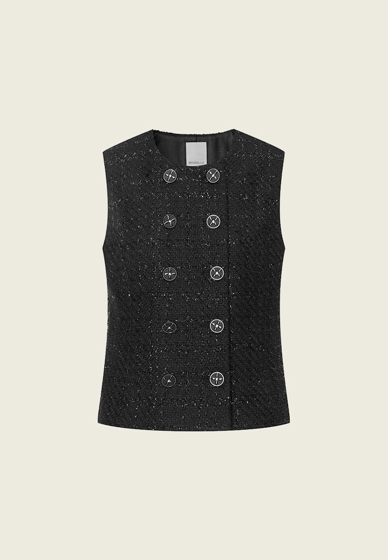 Black Lurex Tweed Vest