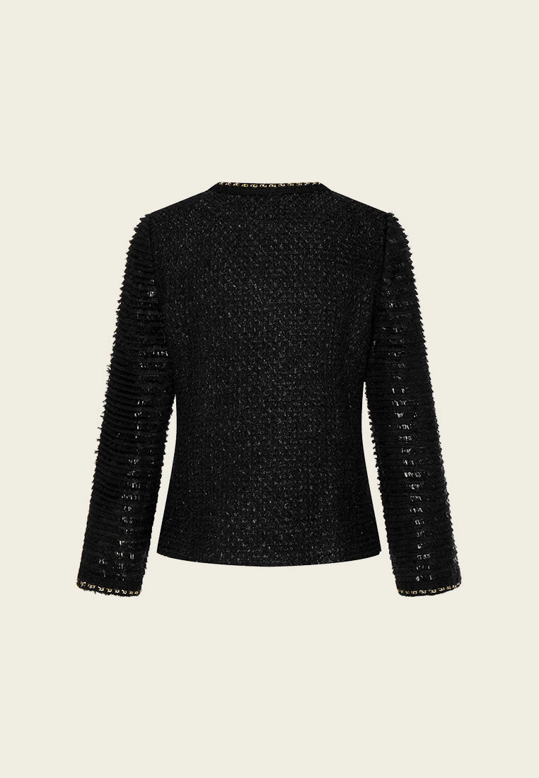 Black Shimmer Golden-detail Short Jacket