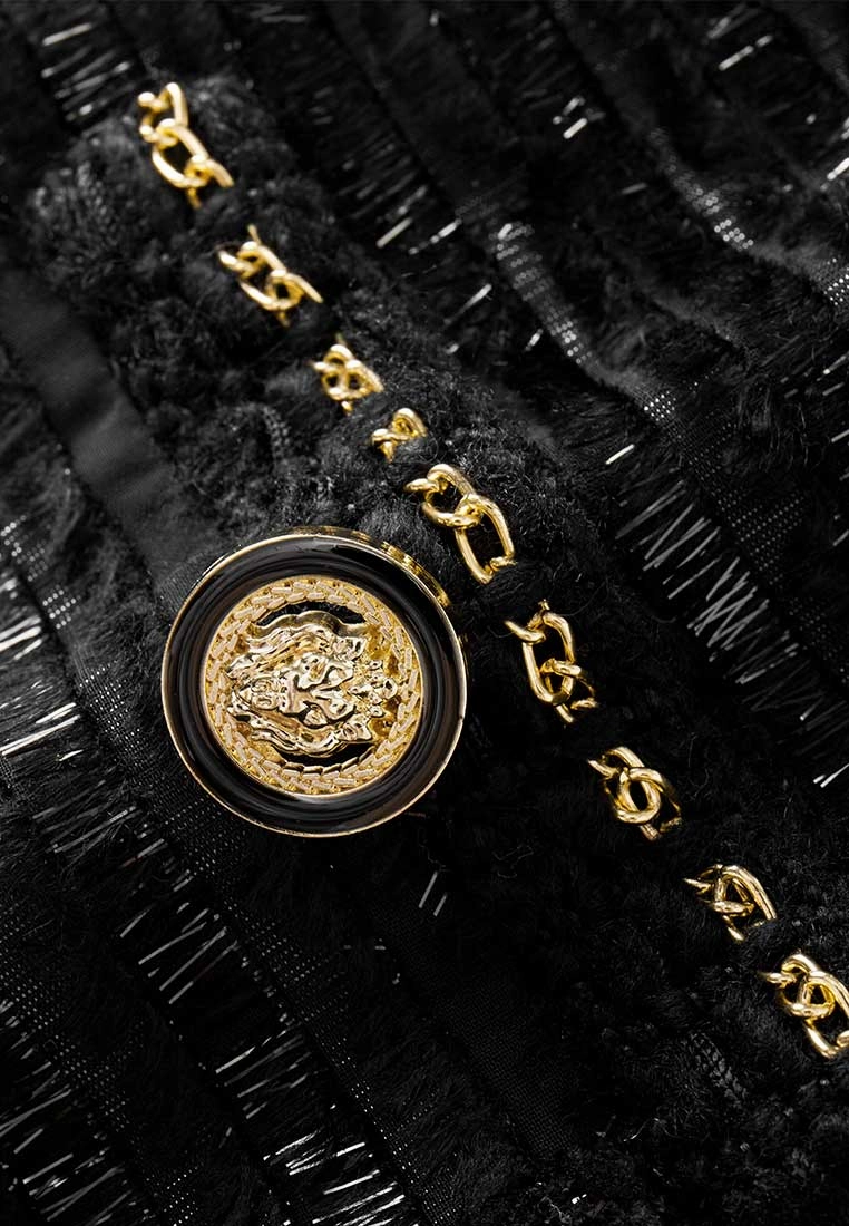 Black Shimmer Golden-detail Short Jacket