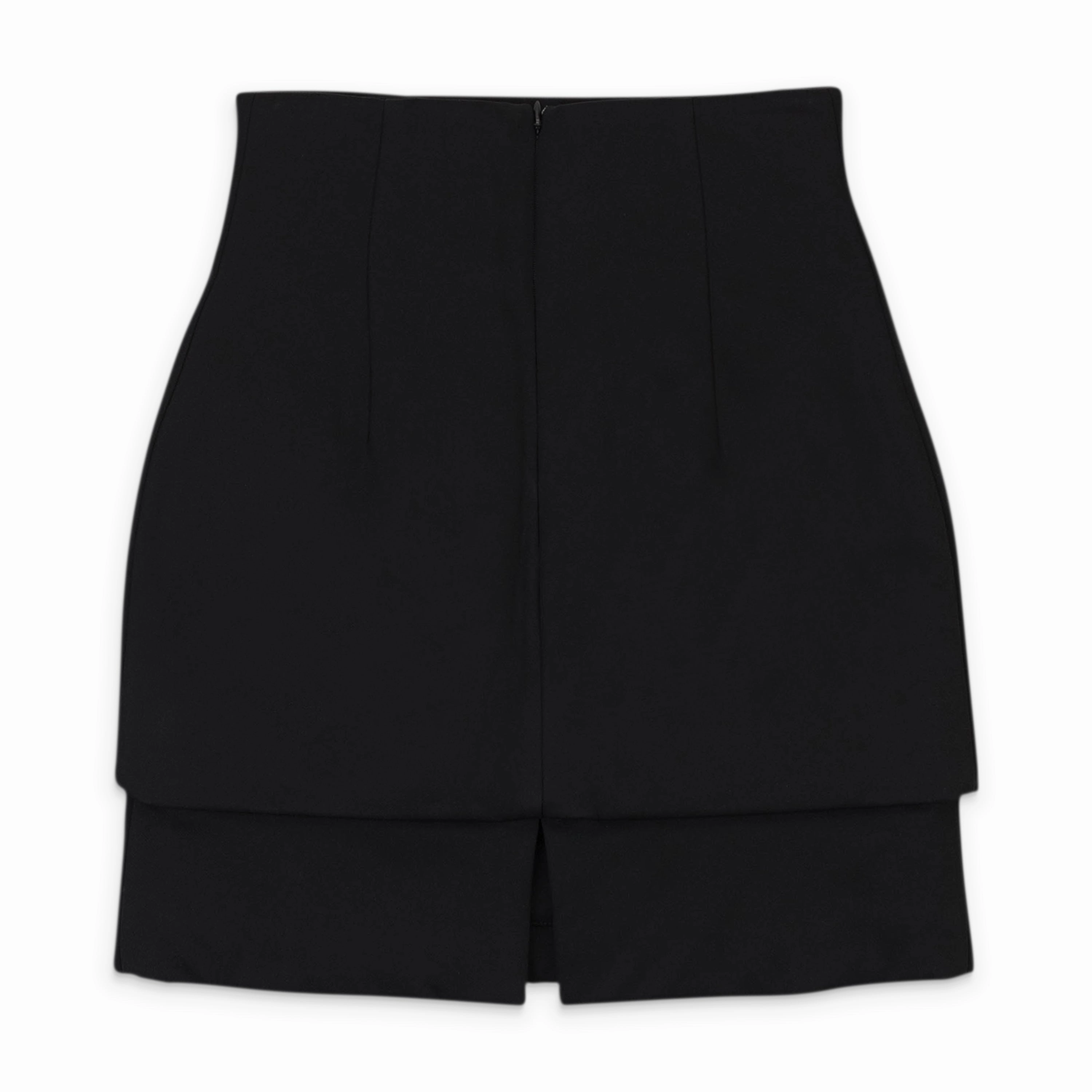 BLACK SHORT SKIRT WITH TWO BUTTON PLACKETS