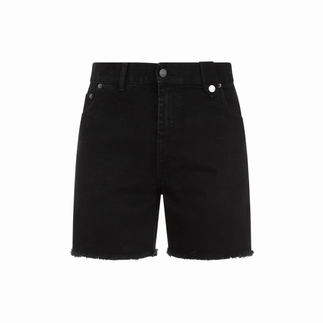 Black Stonewashed Cotton Denim Shorts