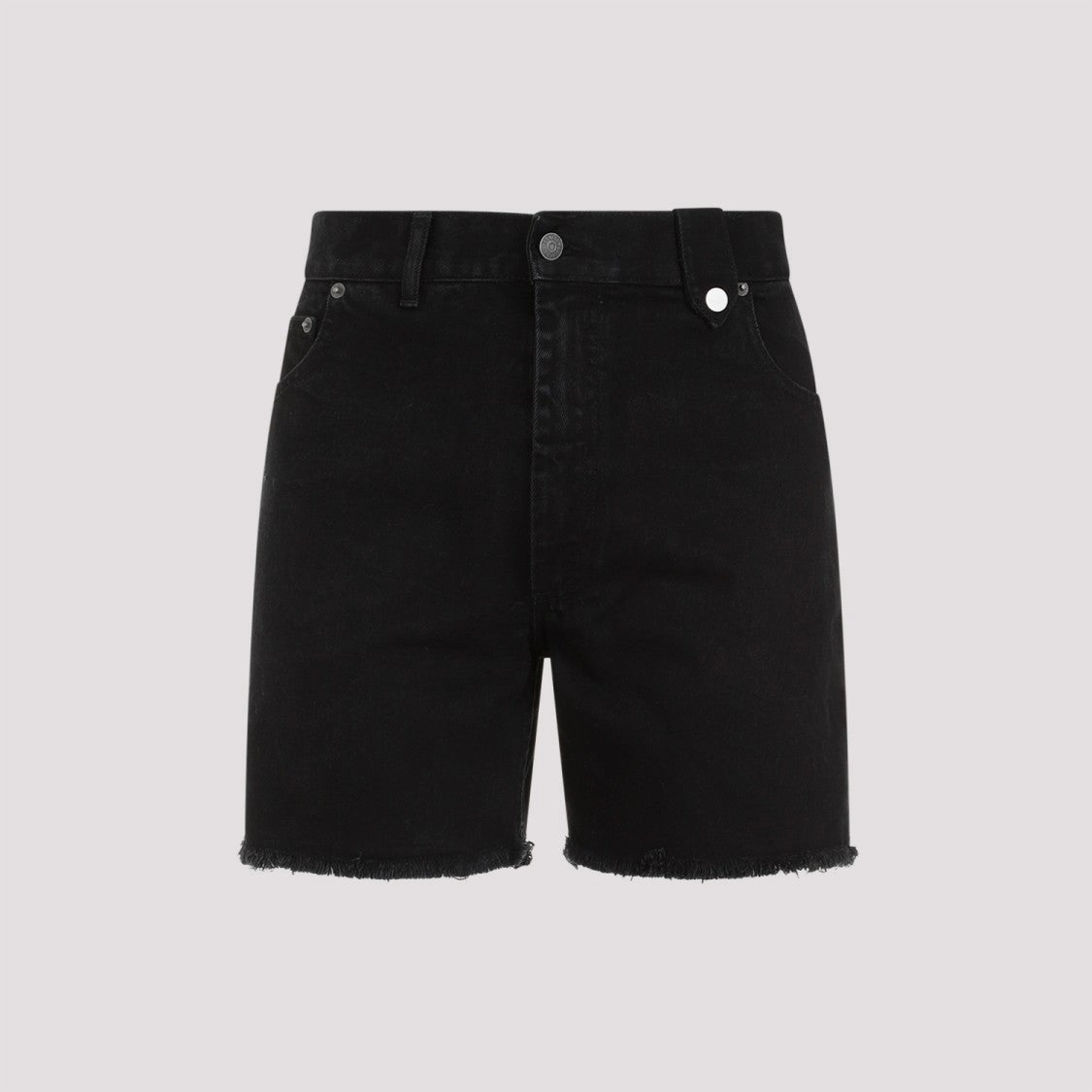 Black Stonewashed Cotton Denim Shorts
