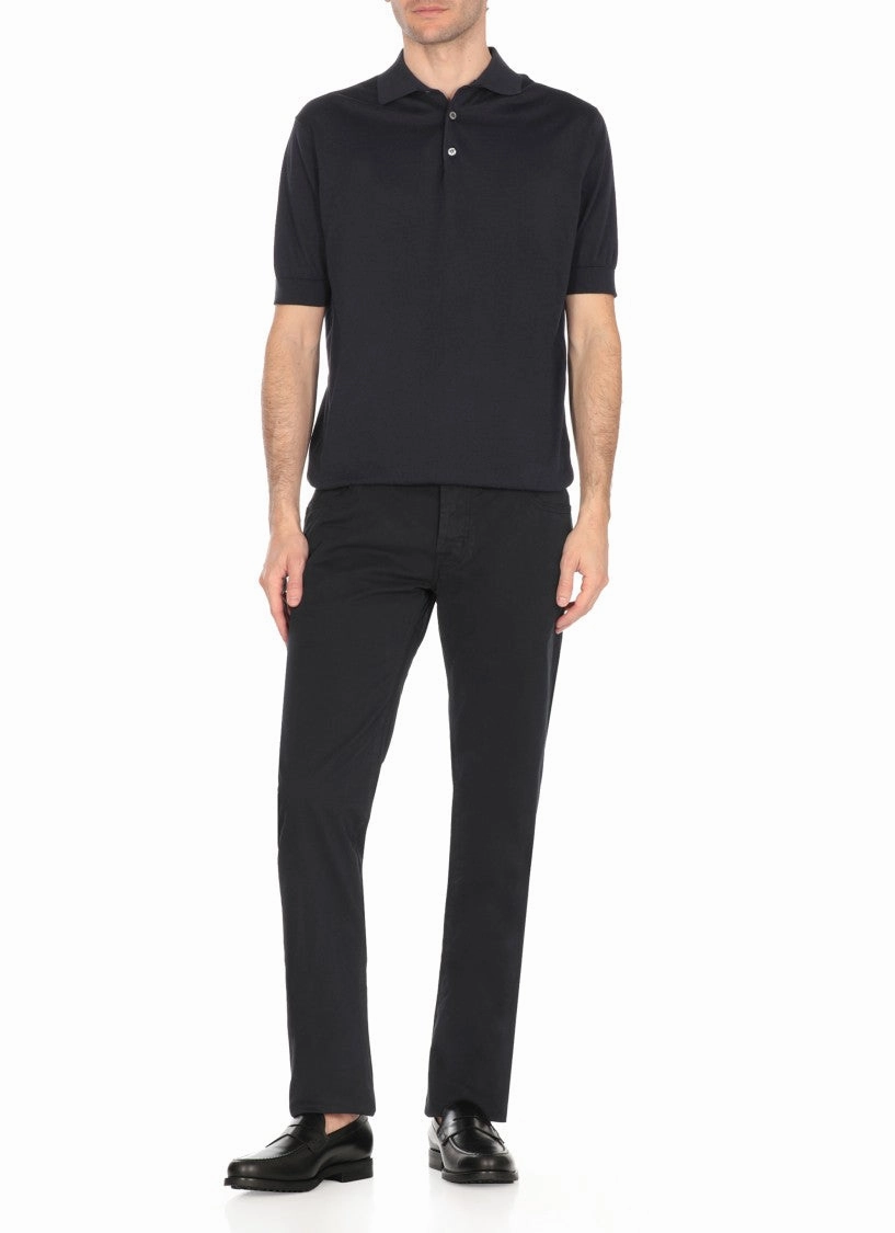 Blue Cotton Nick Pants