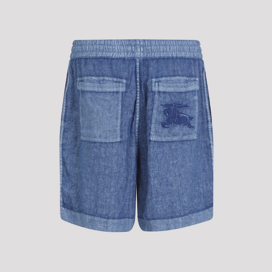 Blue Linen Drawstring Shorts