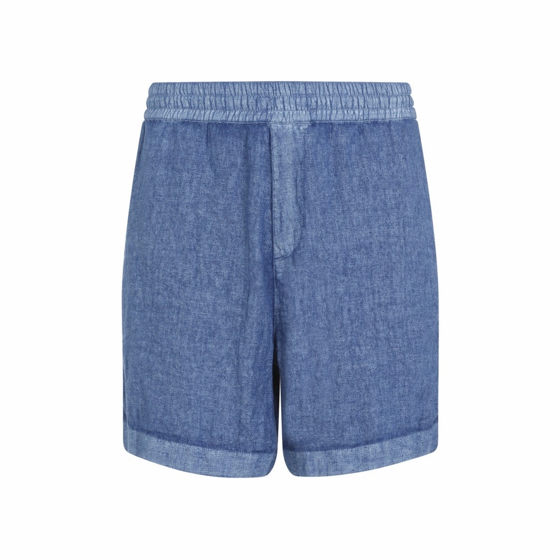 Blue Linen Drawstring Shorts