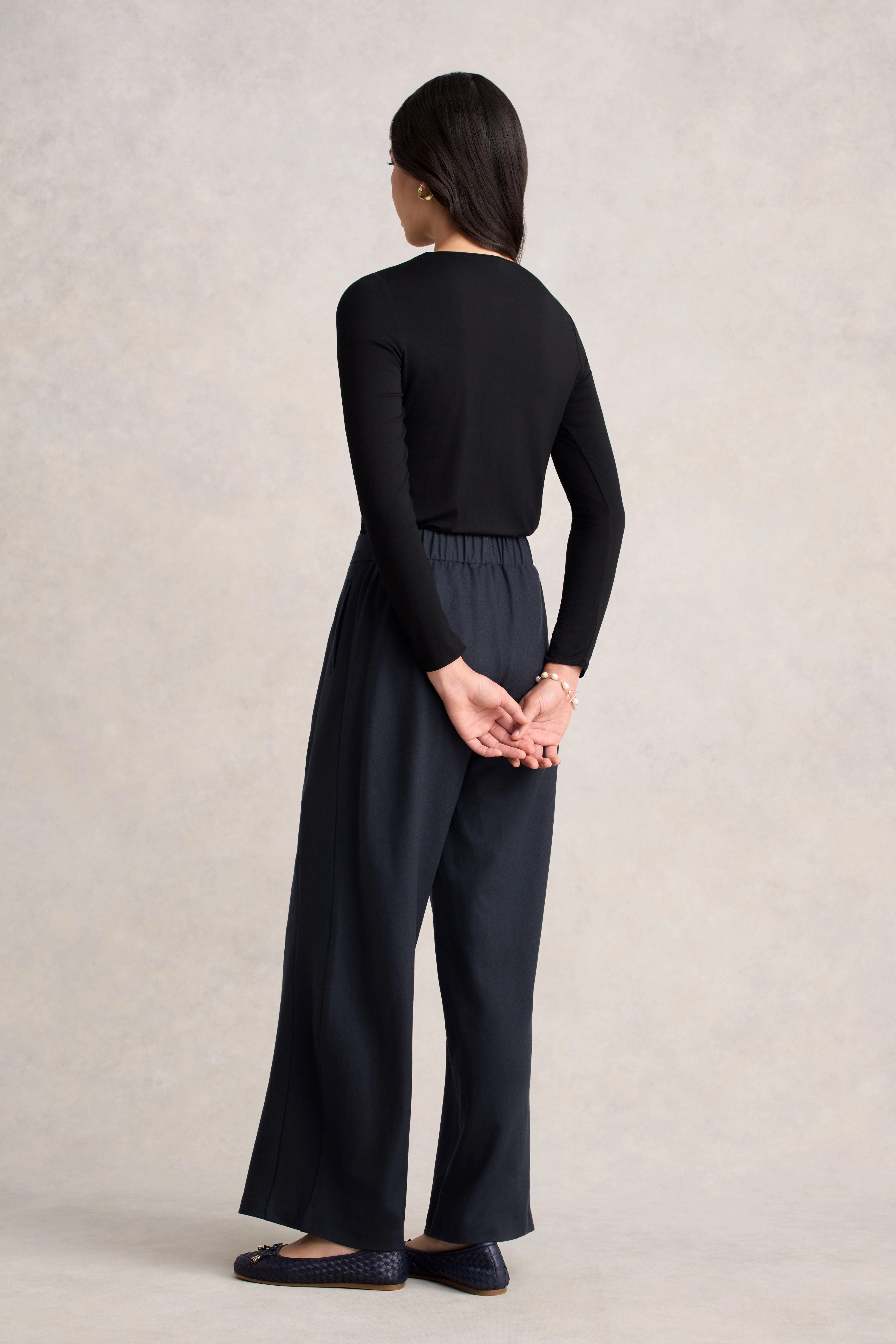 Boiled Wool Wide Leg Pant - Steel Grey