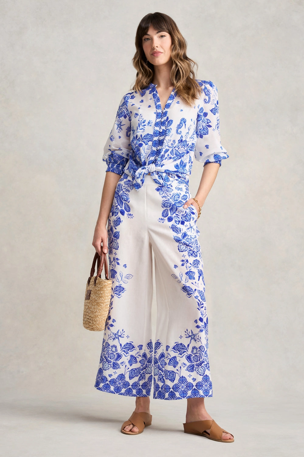 Border Print 7/8th Pant - Toile De Seaside