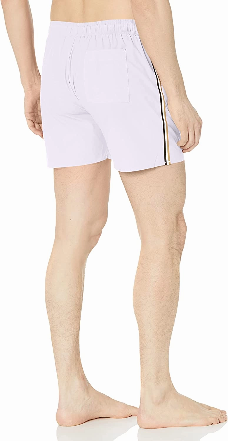 BOSS Men's Standard Solid Swim Trunk with Iconic Side Stripe, Salt