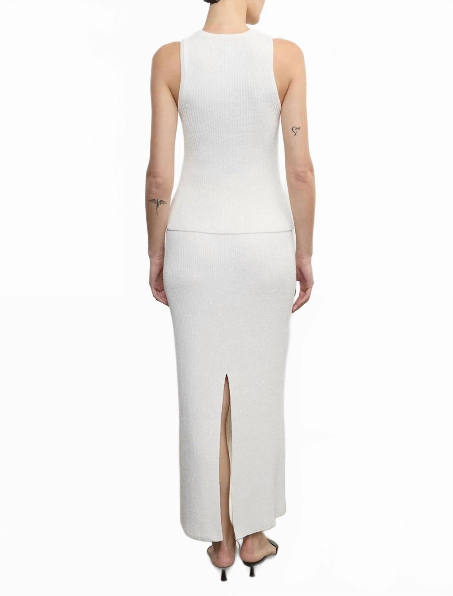 Boucle Knit Maxi Skirt In White