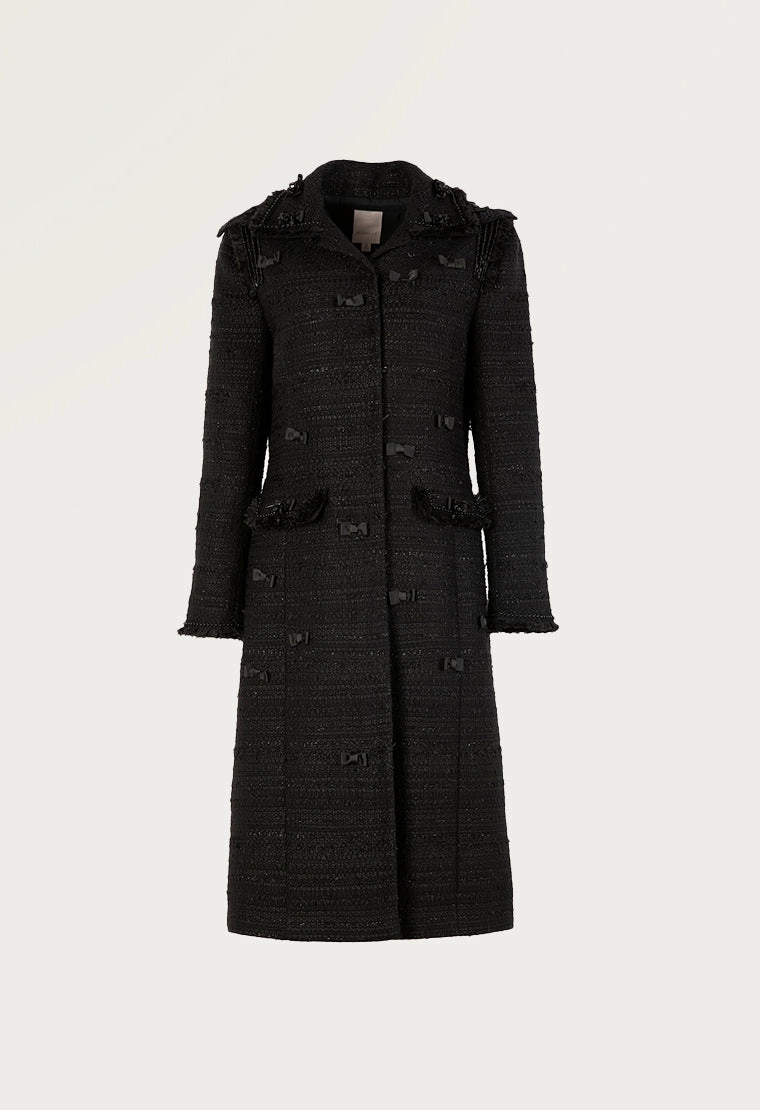 Bow decorated tweed Coat