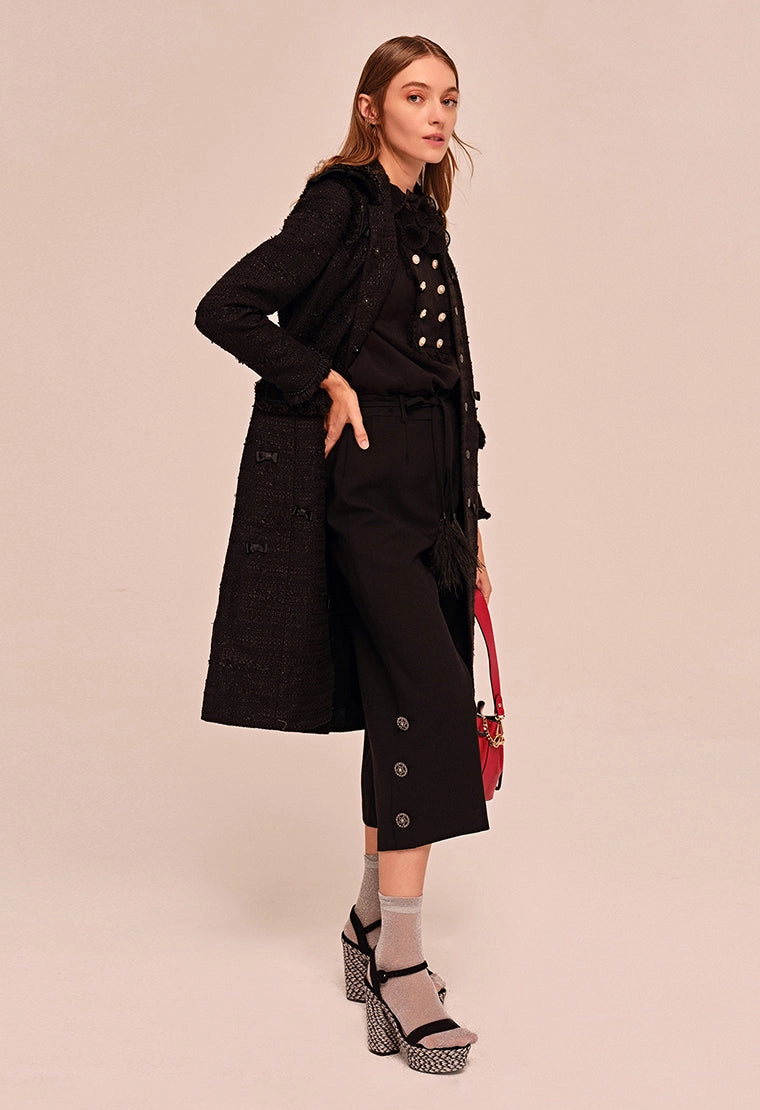 Bow decorated tweed Coat