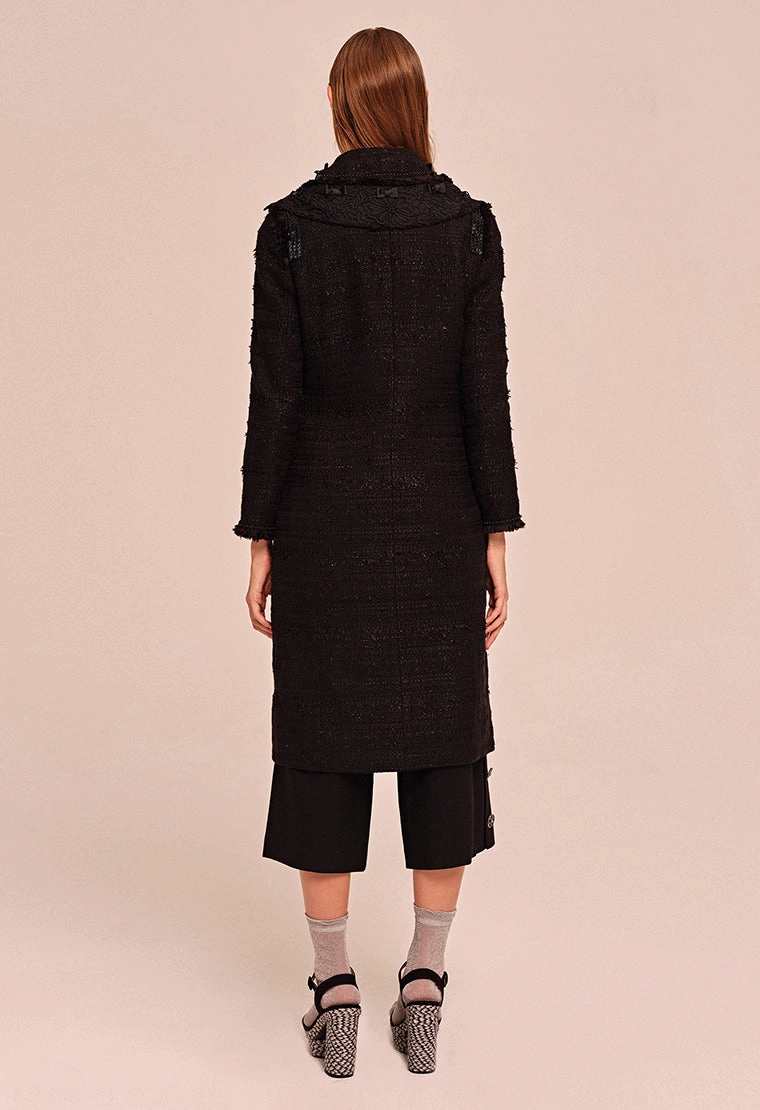 Bow decorated tweed Coat