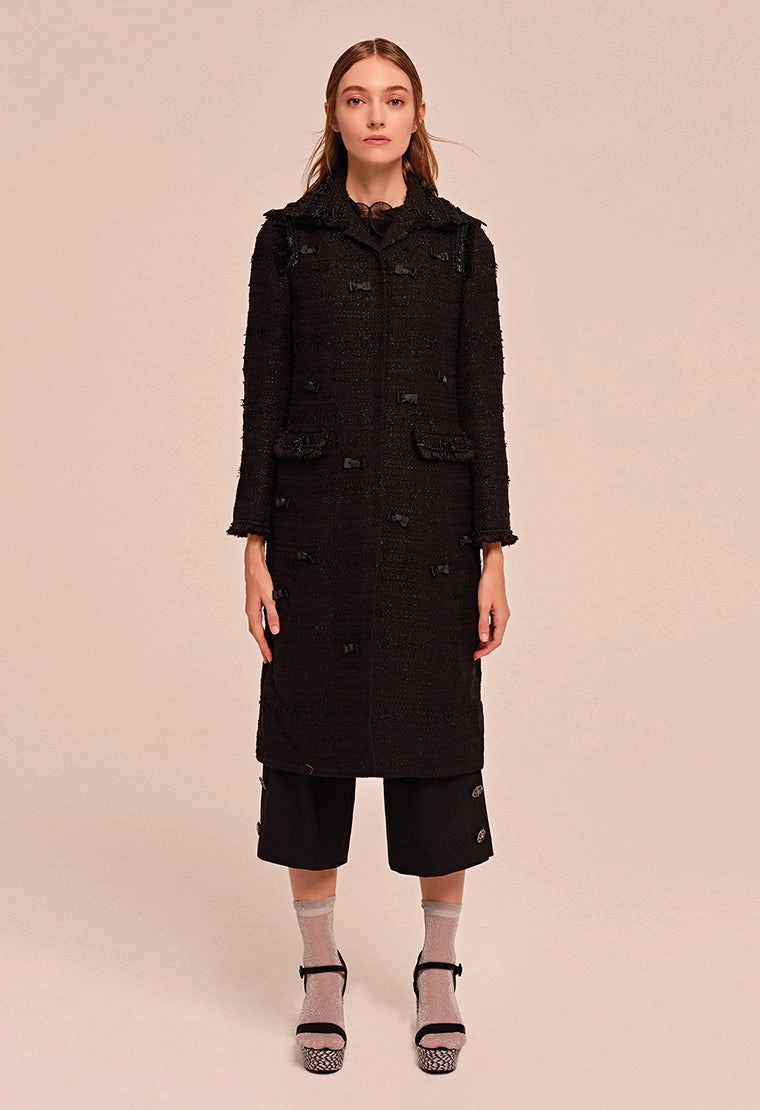 Bow decorated tweed Coat