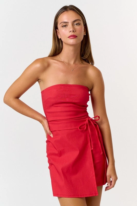 Bow Down Strapless Mini Dress