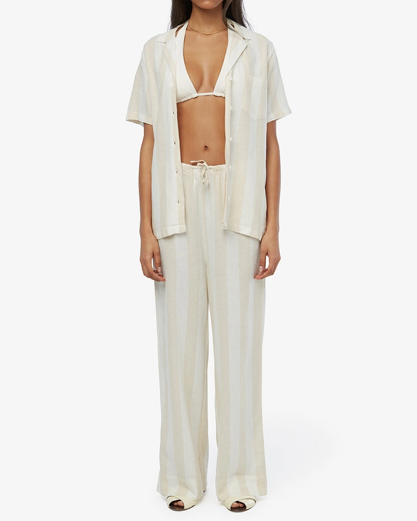 Boxy Linen Wide Stripe Overshirt