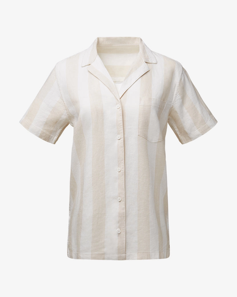 Boxy Linen Wide Stripe Overshirt