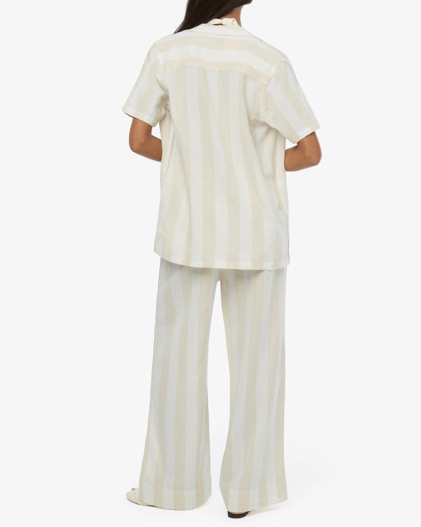 Boxy Linen Wide Stripe Overshirt
