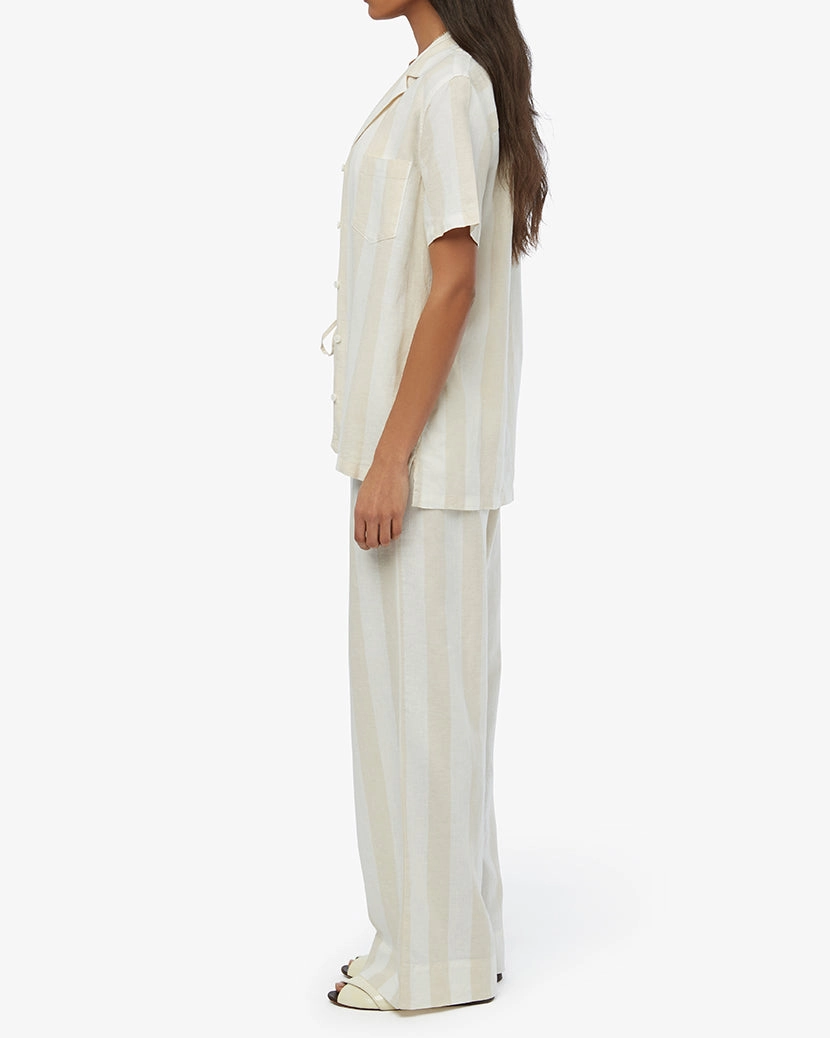 Boxy Linen Wide Stripe Overshirt