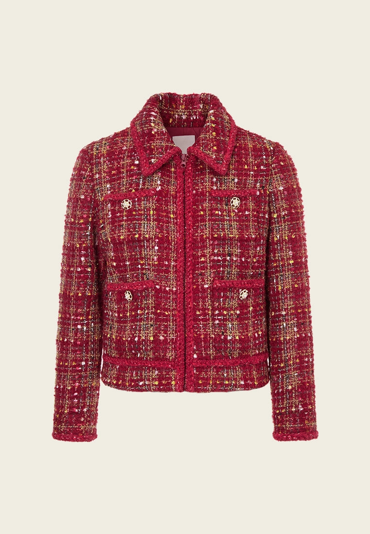 Braided-trim Patch Pocket Jacket