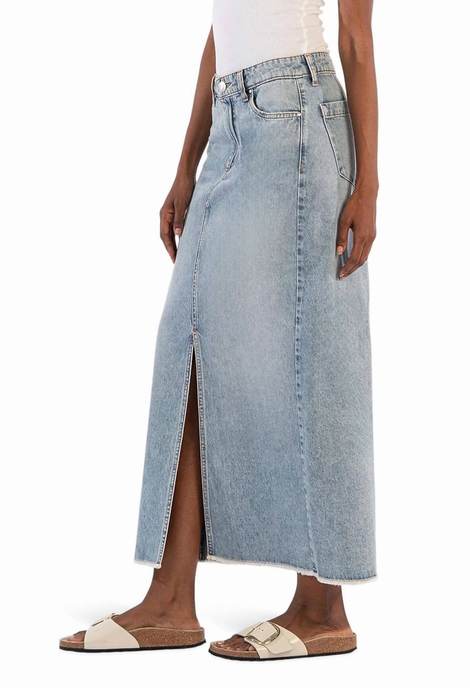 Brea Long Skirt In Medium Wash