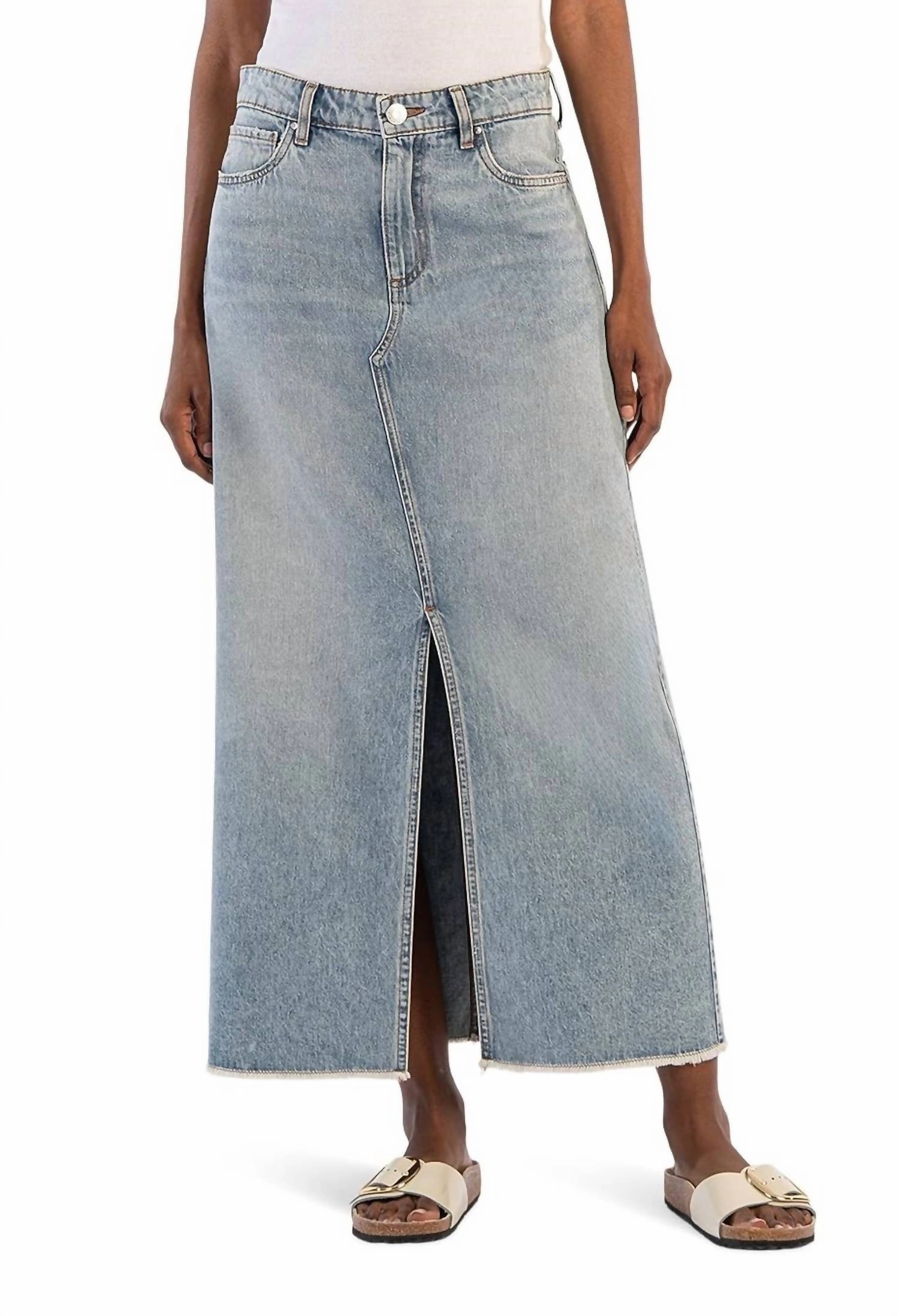 Brea Long Skirt In Medium Wash