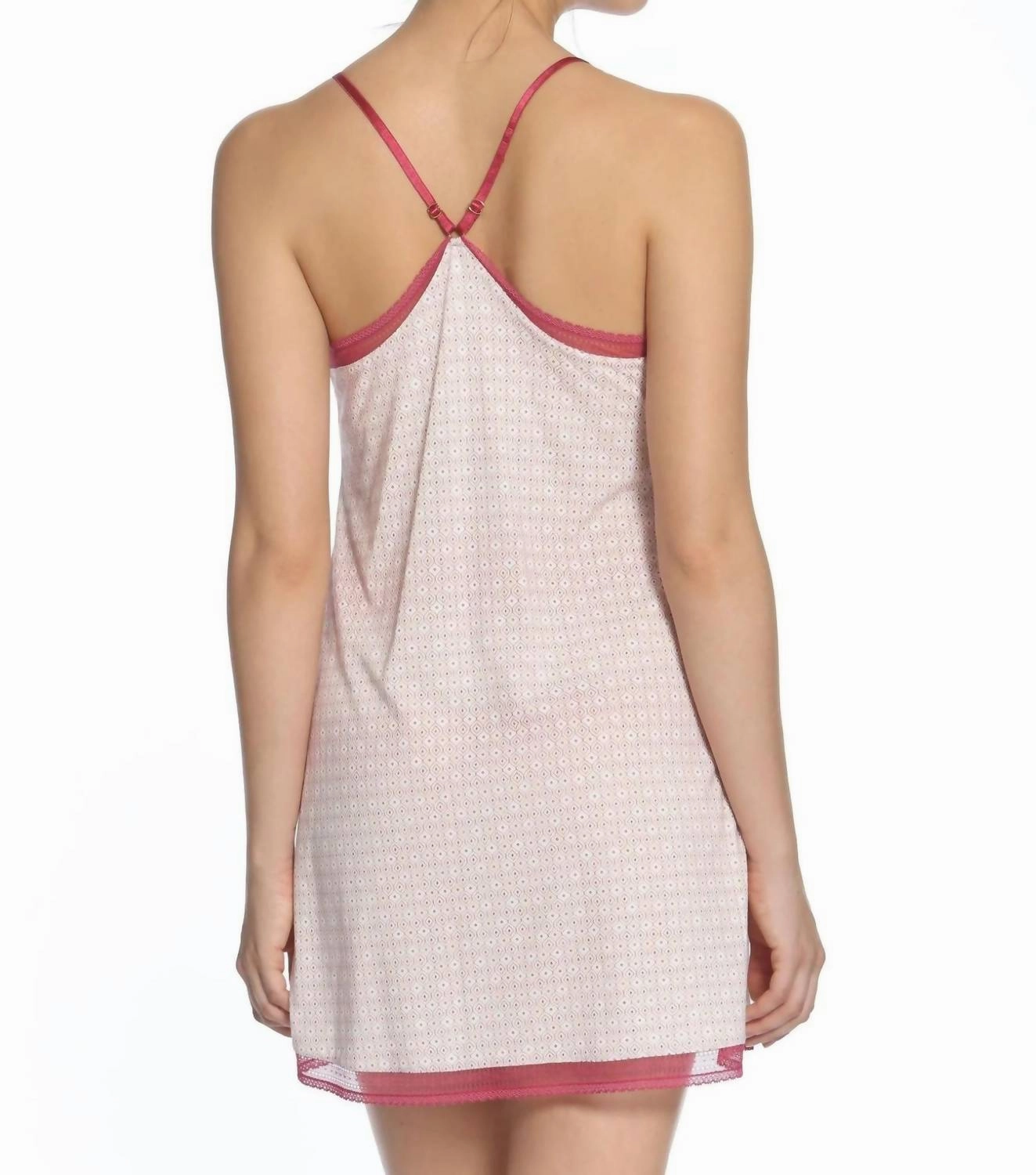 Bridgette Racerback Chemise In Red Geometric Print